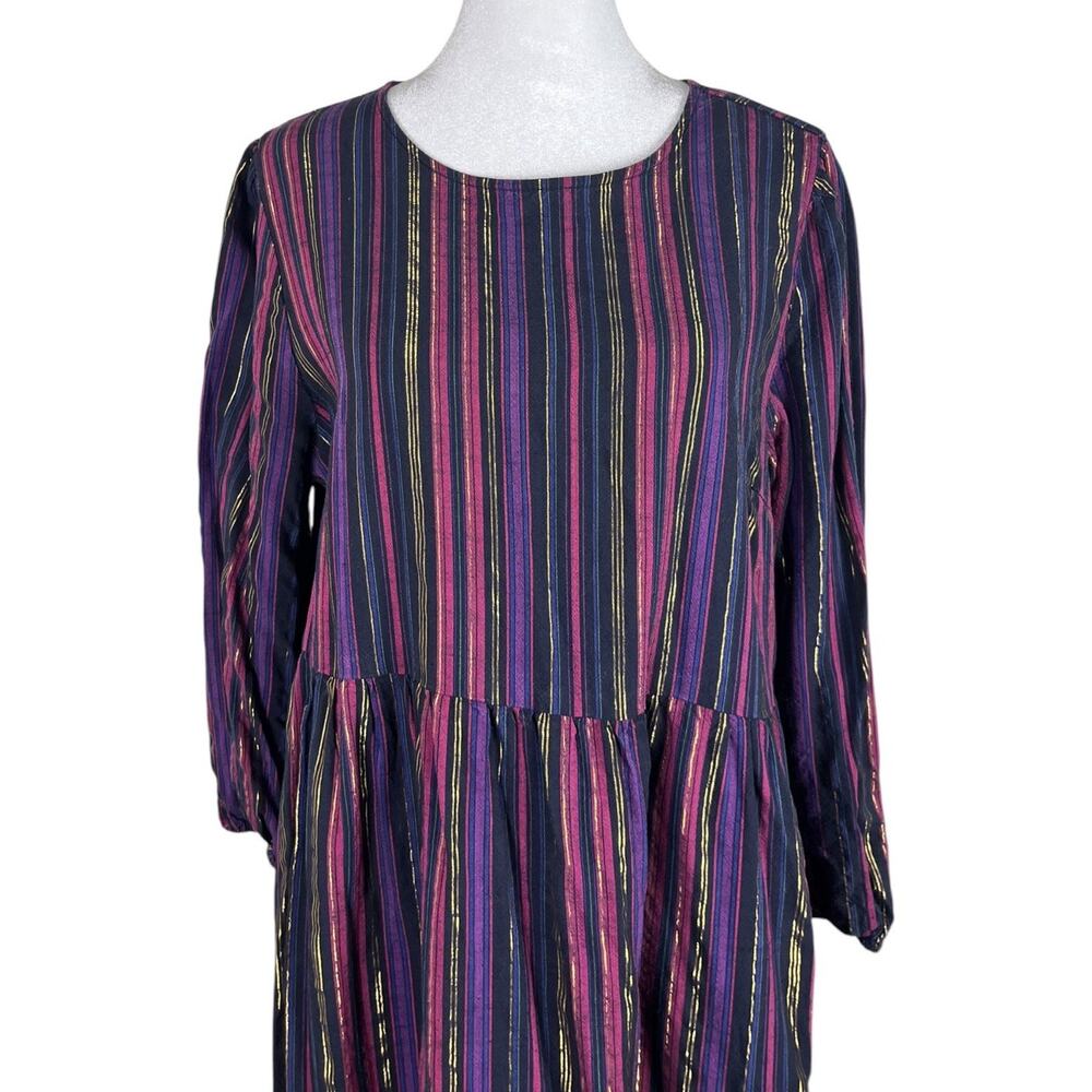 Marine Layer Alice Lurex Multi Stripe Midi Dress Boho Cottagecore Size Medium - Picture 6 of 9